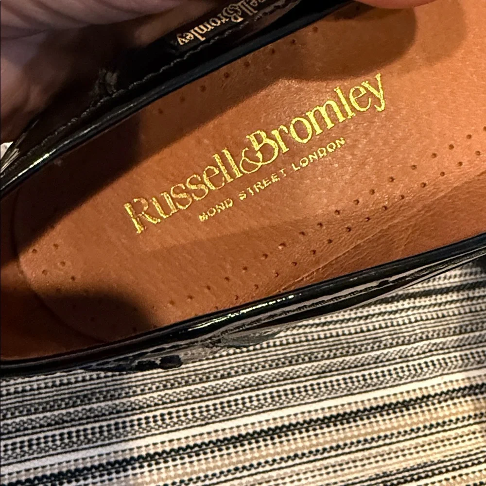 Russell & Bromley Midchester Ladies Black Leather Heeled Loafers Size EU 41 US 8